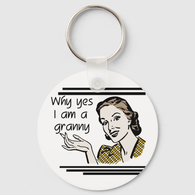 Retro Granny T-shirts and Gifts Keychain (Front)