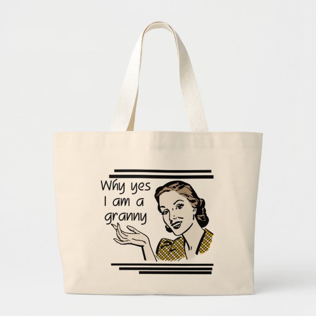 Retro Granny T-shirts and Gifts Large Tote Bag (Front)