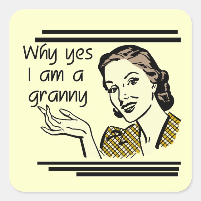 Retro Granny T-shirts and Gifts Square Sticker (Front)