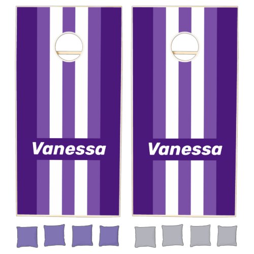 Retro Grapevine Grove Pin Striped with Name Cornhole Set