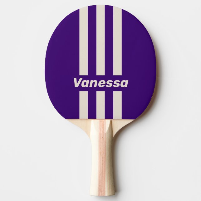 Retro Grapevine Three Pin Stripes with Name Ping Pong Paddle (Front)