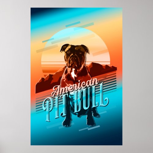 Retro Graphic American Pit Bull Multi_Color ID754 Poster