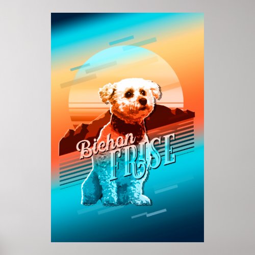 Retro Graphic Bichon Frise Multi_Color ID754 Poster