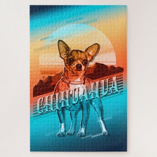 Retro Graphic Chihuahua Multi_Color ID754 Jigsaw Puzzle