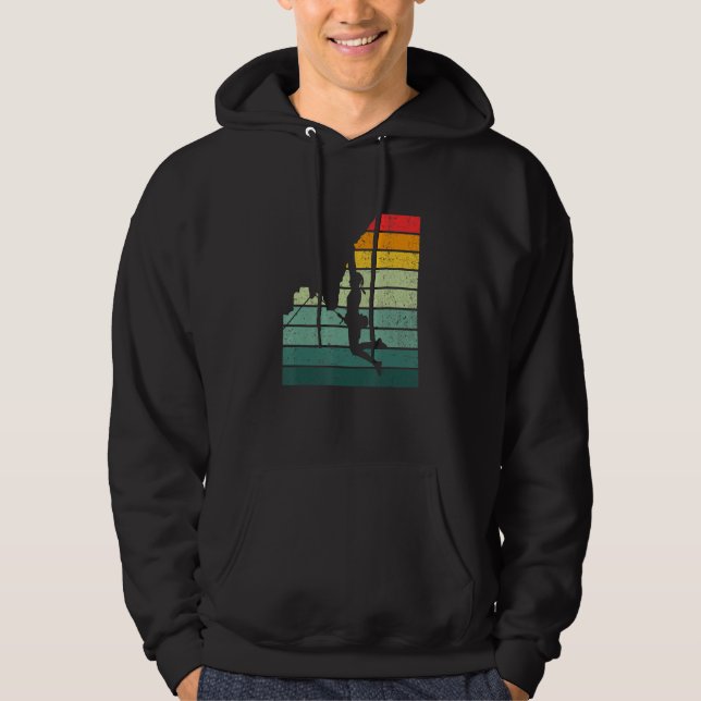 Retro Graphic Climbing Bouldering Rock Climber Mou Hoodie (Front)