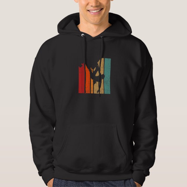 Retro Graphic Climbing Bouldering Rock Climber Mou Hoodie (Front)