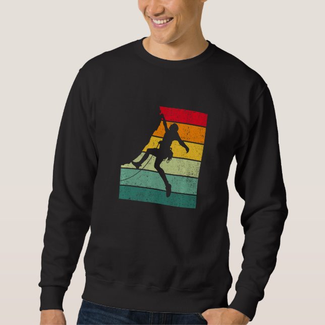 Retro Graphic Climbing Bouldering Rock Climber Mou Sweatshirt (Front)