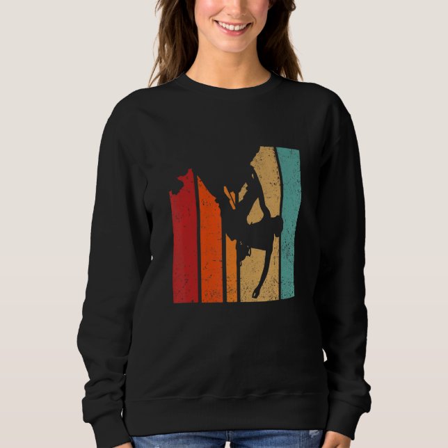 Retro Graphic Climbing Bouldering Rock Climber Mou Sweatshirt (Front)