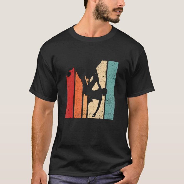 Retro Graphic Climbing Bouldering Rock Climber Mou T-Shirt (Front)