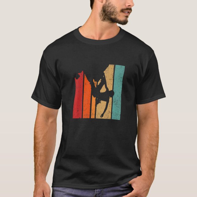 Retro Graphic Climbing Bouldering Rock Climber Mou T-Shirt (Front)