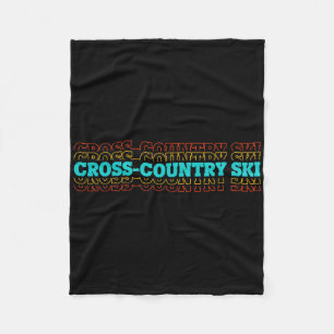 Retro Graphic Cross Country Skiing Winter Sports B Fleece Blanket