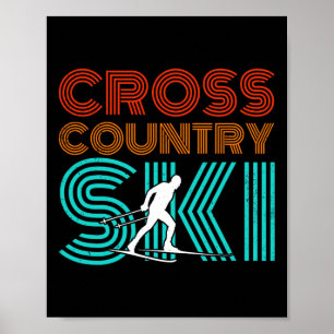 Retro Graphic Cross Country Skiing Winter Sports B Poster
