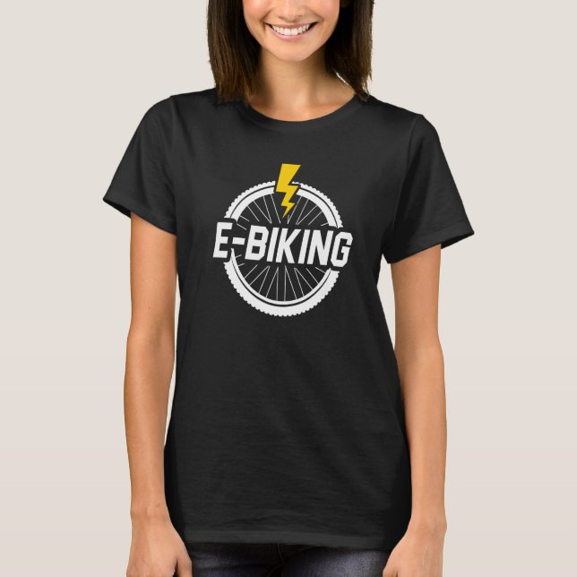 Retro Graphic E-Bike Mountainbiking Bicycle E-Bike T-Shirt (Front)
