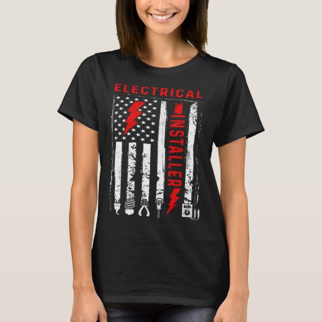 Retro Graphic Electrician Electrical Engineer Engi T-Shirt (Front)