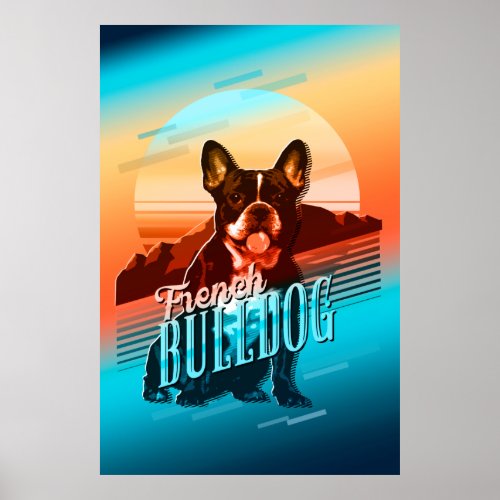 Retro Graphic French Bulldog Multi_Color ID754 Poster