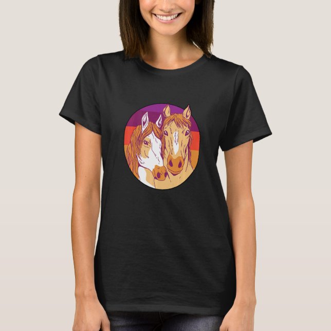 Retro Graphic Horse Lover Equestrian Rider Horses  T-Shirt (Front)