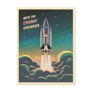 Retro Graphic LoFi Cosmic Retrowave Space Shuttle Postcard
