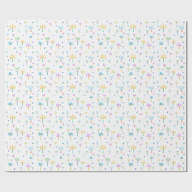 Retro Graphic Palms  Wrapping Paper (Flat)