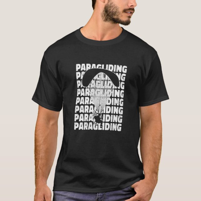 Retro Graphic Paragliding Paraglider Parachute Sky T-Shirt (Front)