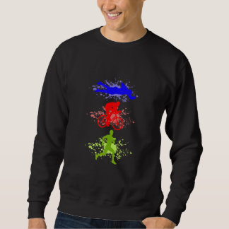 Retro Graphic Run Bike Swim Triathlon Triathlete S Sweatshirt
