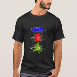 Retro Graphic Run Bike Swim Triathlon Triathlete S T-Shirt