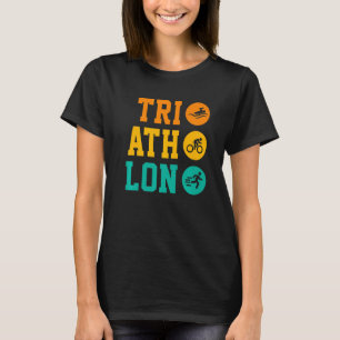 Retro Graphic Run Bike Swim Triathlon Triathlete S T-Shirt