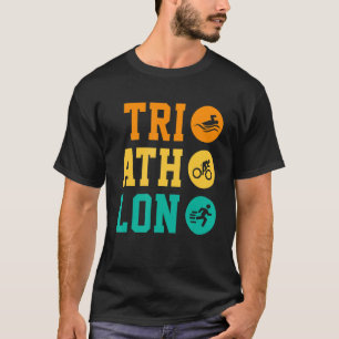 Retro Graphic Run Bike Swim Triathlon Triathlete S T-Shirt