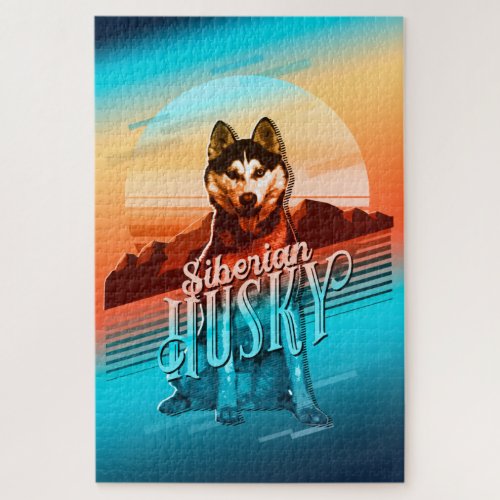 Retro Graphic Siberian Husky Multi_Color ID754 Jigsaw Puzzle