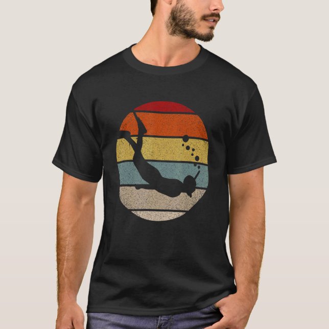 Retro Graphic Snorkeler Scuba Diver Diving Snorkel T-Shirt (Front)