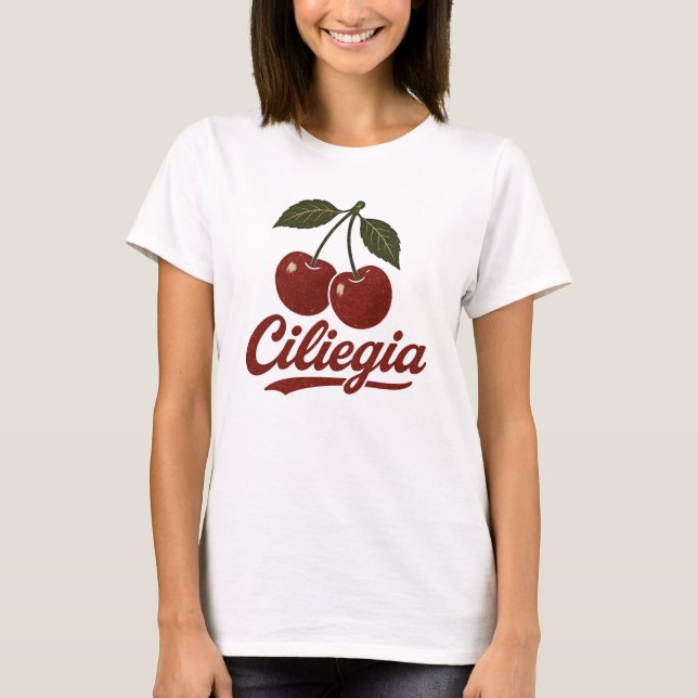 Retro Graphic T-Shirt – Vintage style Cherries (Front)