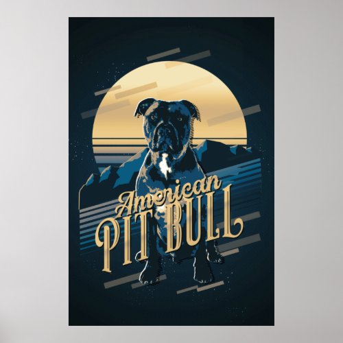 Retro Graphics American Pit Bull Blue ID754 Poster