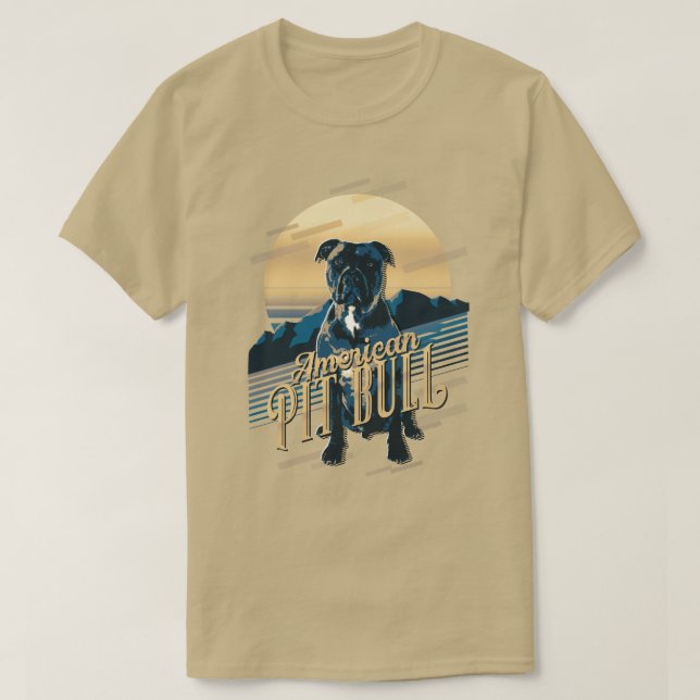 Retro Graphics American Pit Bull Blue ID754 T-Shirt (Design Front)