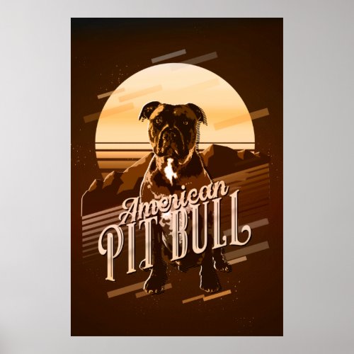 Retro Graphics American Pit Bull Gold ID754 Poster