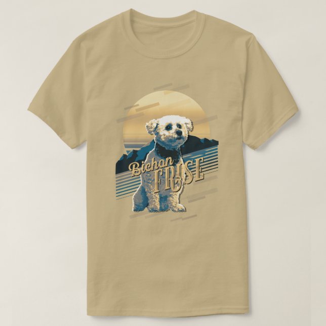 Retro Graphics Bichon Frise Blue ID754 T-Shirt (Design Front)