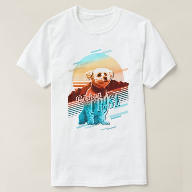 Retro Graphics Bichon Frise Multi-Color ID754 T-Shirt (Design Front)