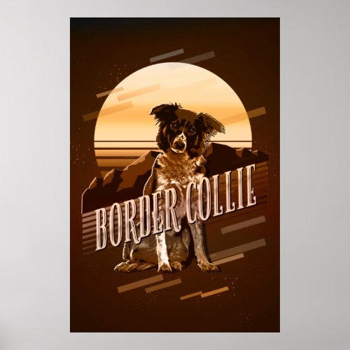 Retro Graphics Border Collie Gold ID754 Poster