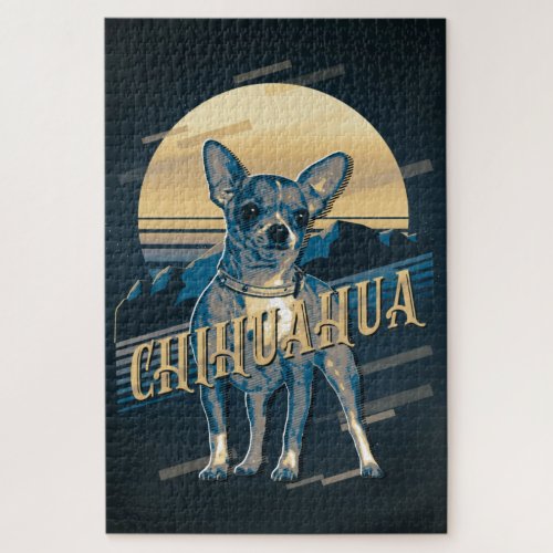 Retro Graphics Chihuahua Blue ID754 Jigsaw Puzzle