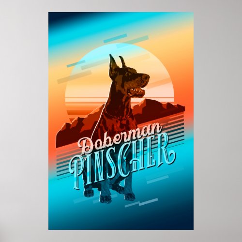 Retro Graphics Doberman Multi_Color ID754 Poster