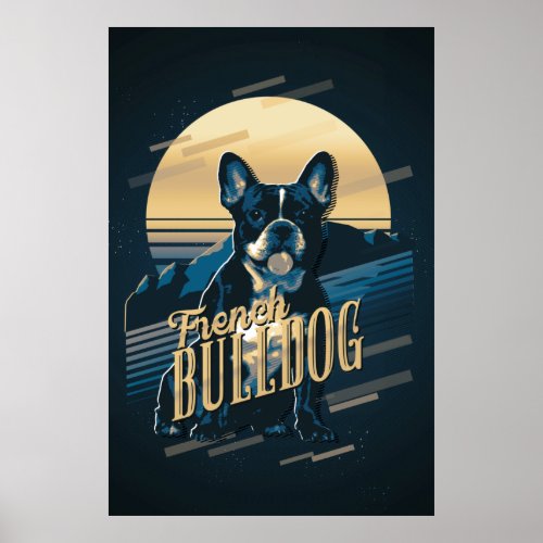 Retro Graphics French Bulldog Blue ID754 Poster