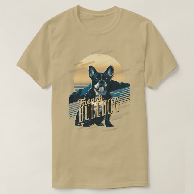 Retro Graphics French Bulldog Blue ID754 T-Shirt (Design Front)