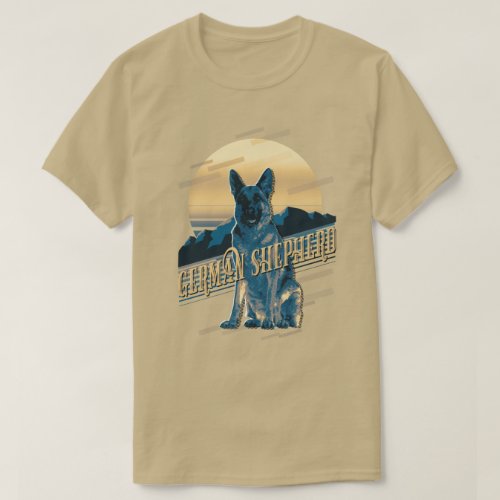 Retro Graphics German Shepherd Blue ID754 T_Shirt