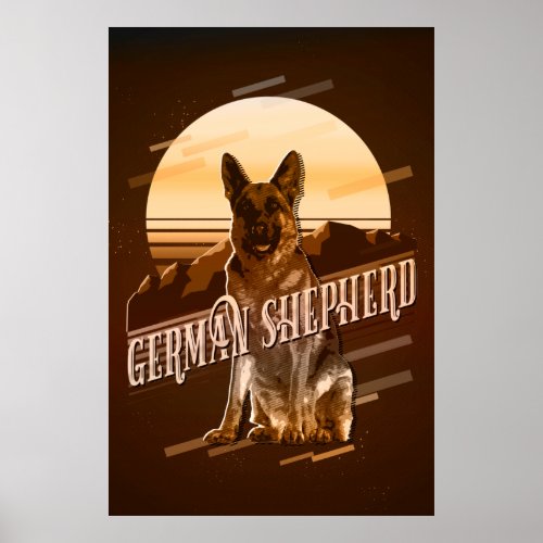 Retro Graphics German Shepherd Gold ID754 Poster