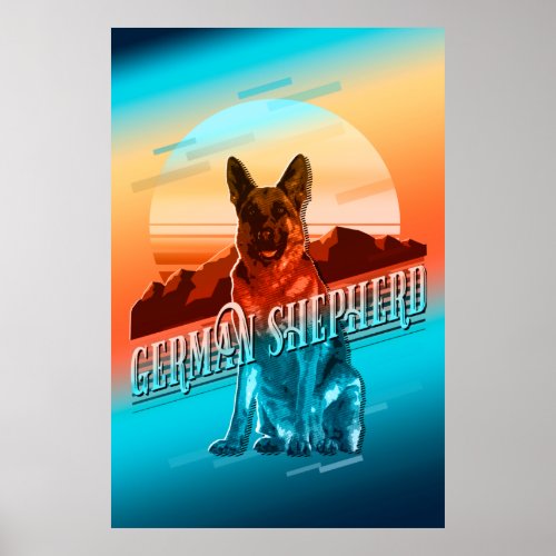 Retro Graphics German Shepherd Multi_Color ID754 Poster