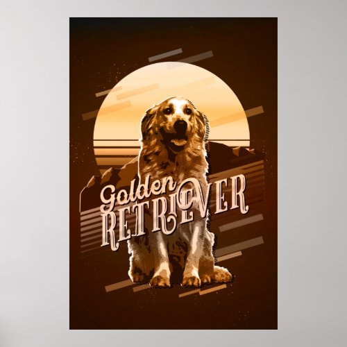 Retro Graphics Golden Retriever Gold ID754 Poster