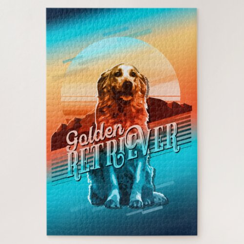 Retro Graphics Golden Retriever Multi_Color ID754 Jigsaw Puzzle