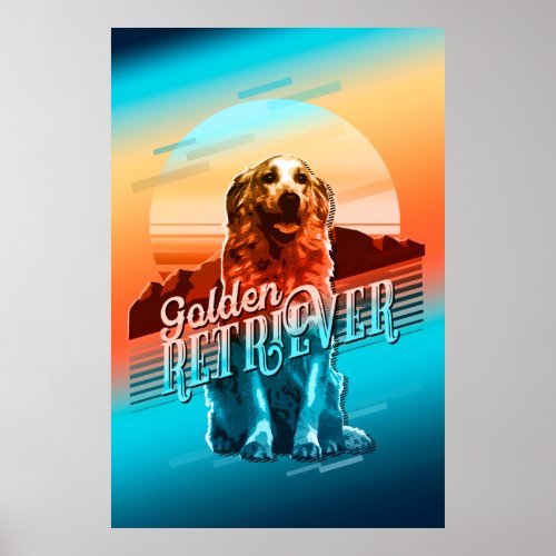 Retro Graphics Golden Retriever Multi_Color ID754 Poster