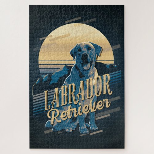 Retro Graphics Labrador Retriever Blue ID754 Jigsaw Puzzle