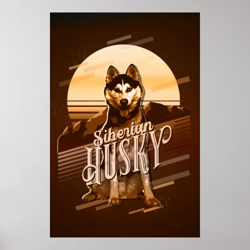 Retro Graphics Siberian Husky Gold ID754 Poster
