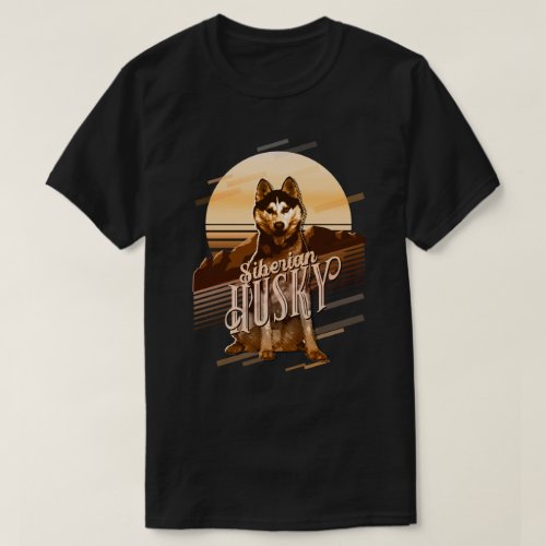Retro Graphics Siberian Husky Gold ID754 T_Shirt