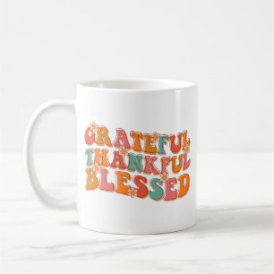 Retro Grateful Thankful Blessed Thanksgiving Coffee Mug
